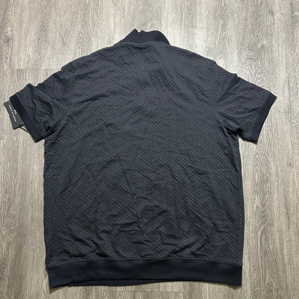Shaquille O'Neal Polo Shirt 3XLT Tall Black Grey Textured Geometric V-Neck New - Picture 7 of 7